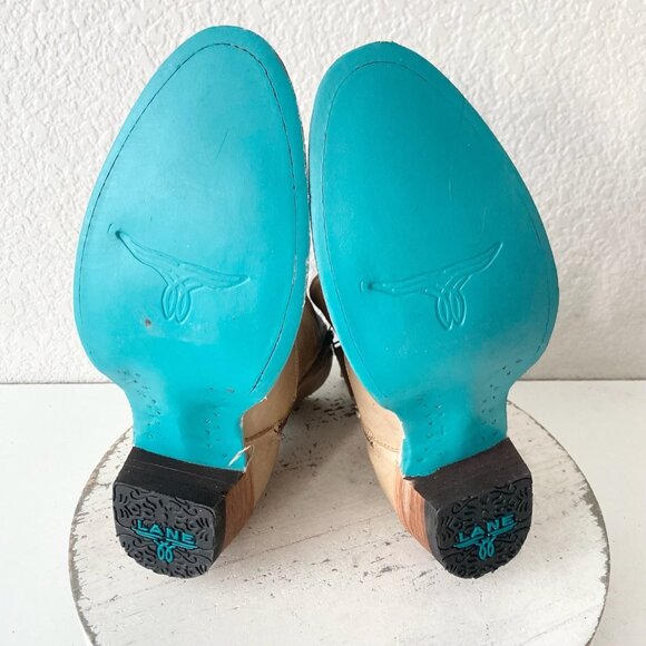 Lane PLAIN JANE Womens Cowboy Bootie 7.5 Butterscotch Western Cowgirl Ankle Boot - Picture 8 of 11